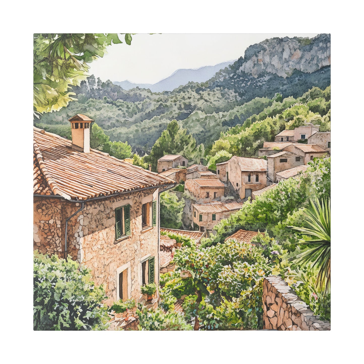 Valldemossa Village in the Mountains Canvas