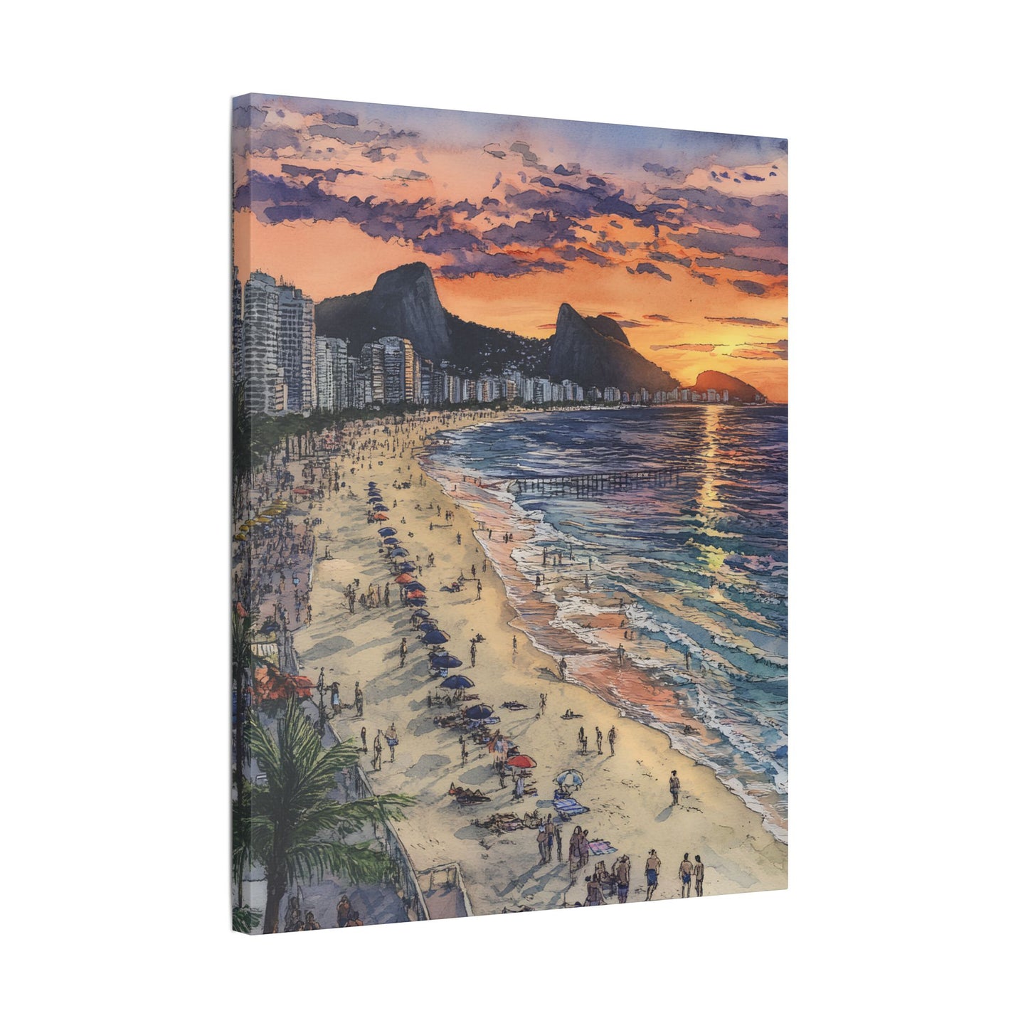 Copacabana Beach at Sunset Canvas