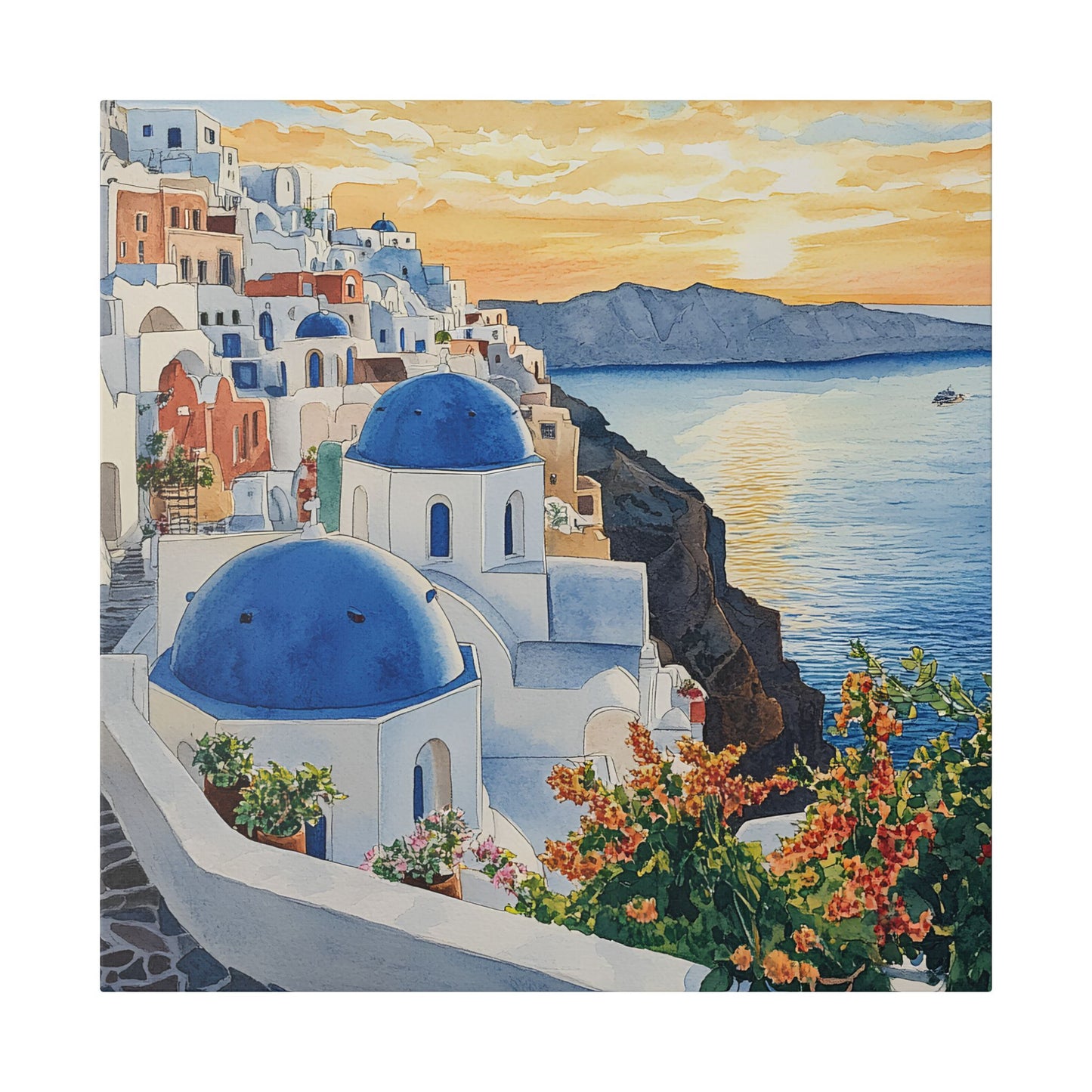 Santorini Sunset Over Oia Canvas