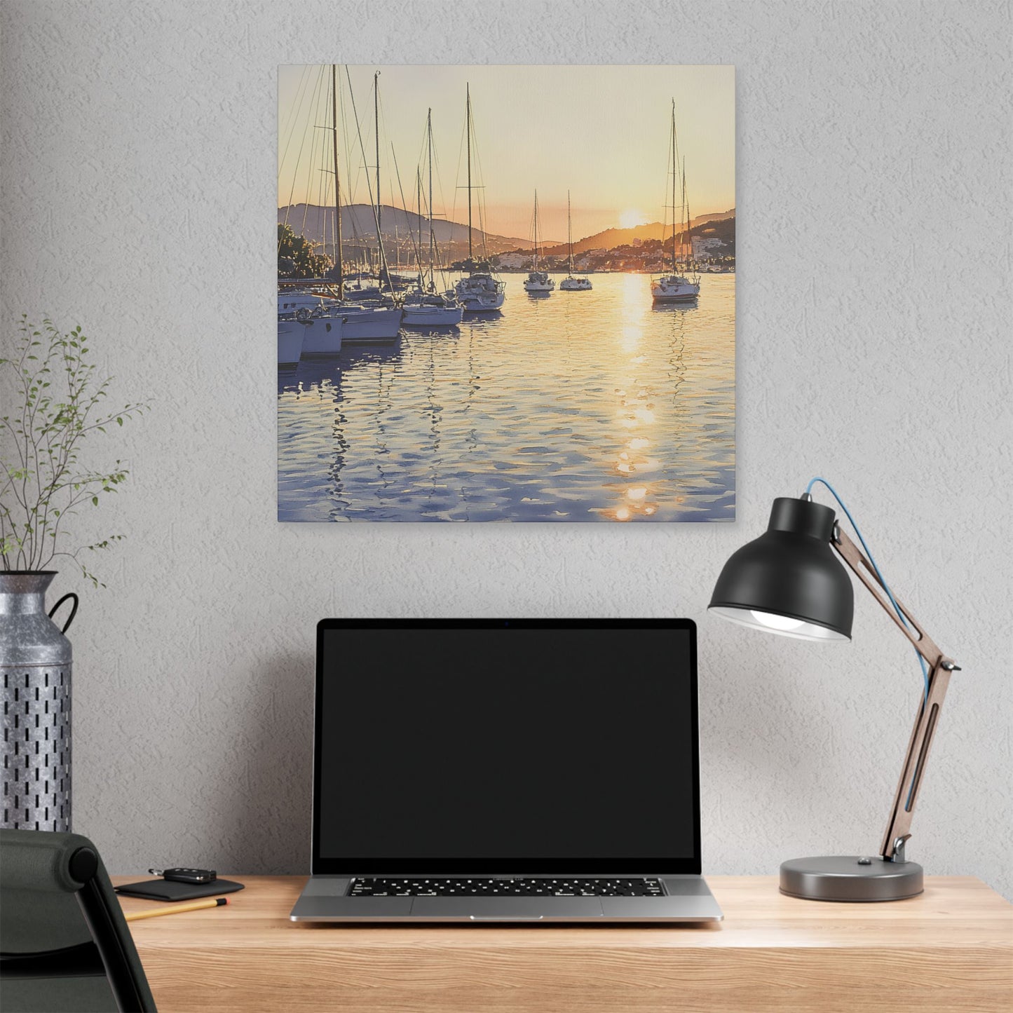 Ibiza Harbour View at Sunrise Canvas