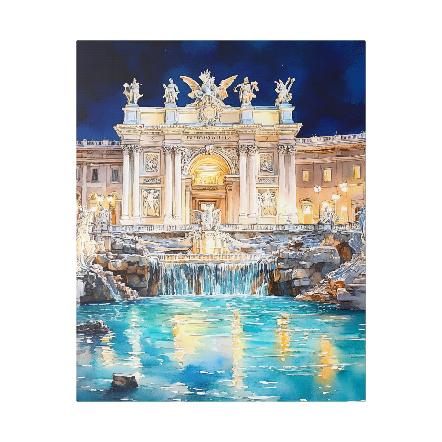 Trevi Fountain by Night Canvas