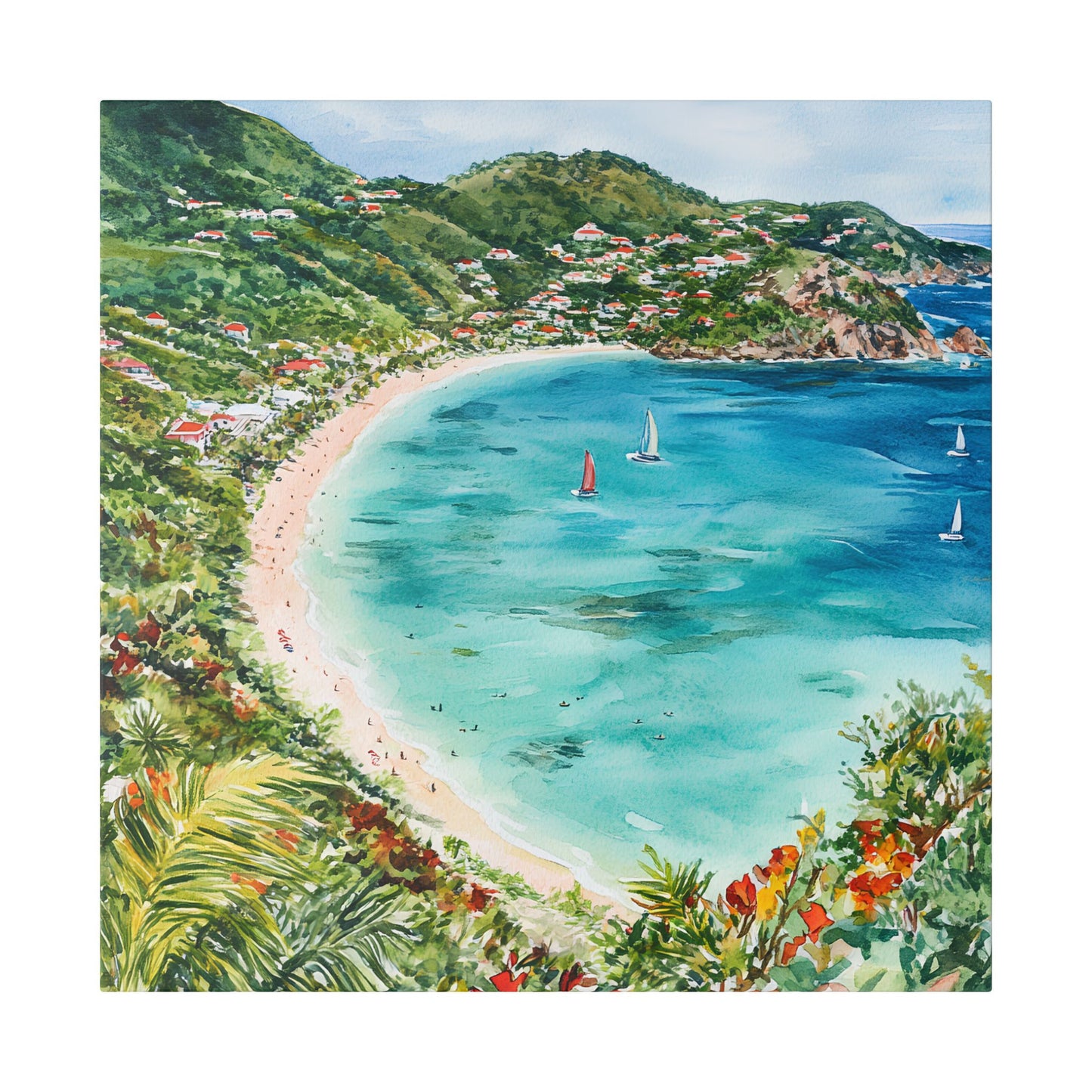 St Barth Colombier Beach Panorama Canvas