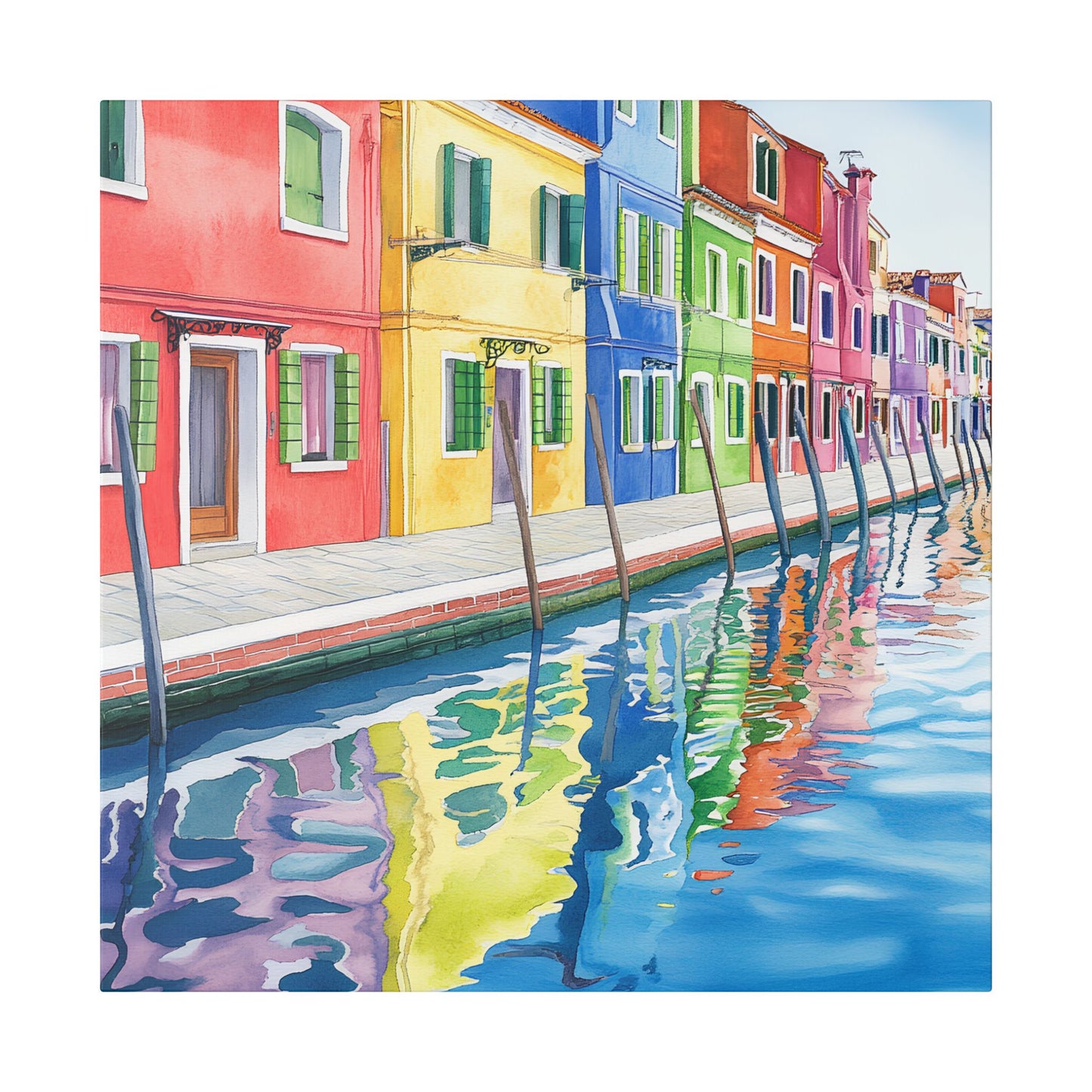 Burano Colorful Houses by the Canal Canvas