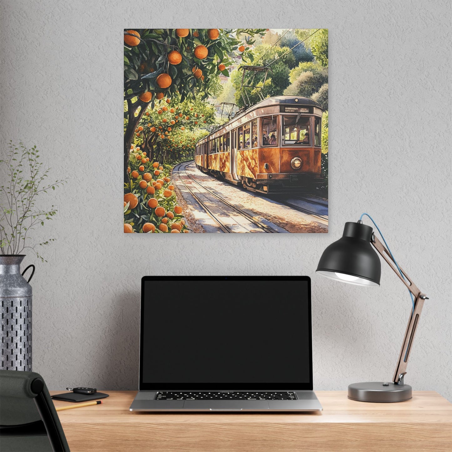 Sóller Tram Through the Orange Groves Canvas