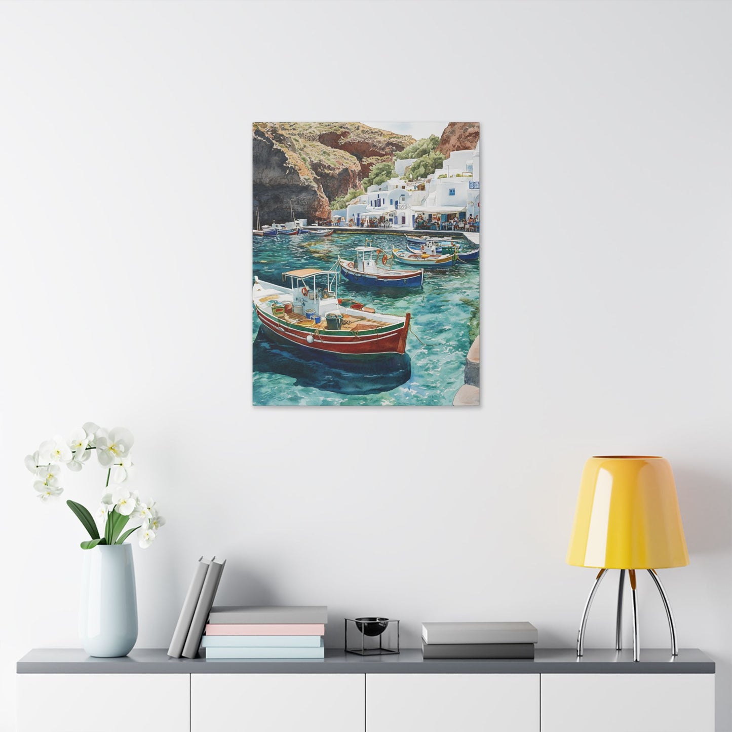 Ammoudi Bay Fishing Boats Canvas