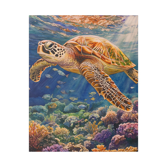 Turtle Gliding Through the Reef Canvas