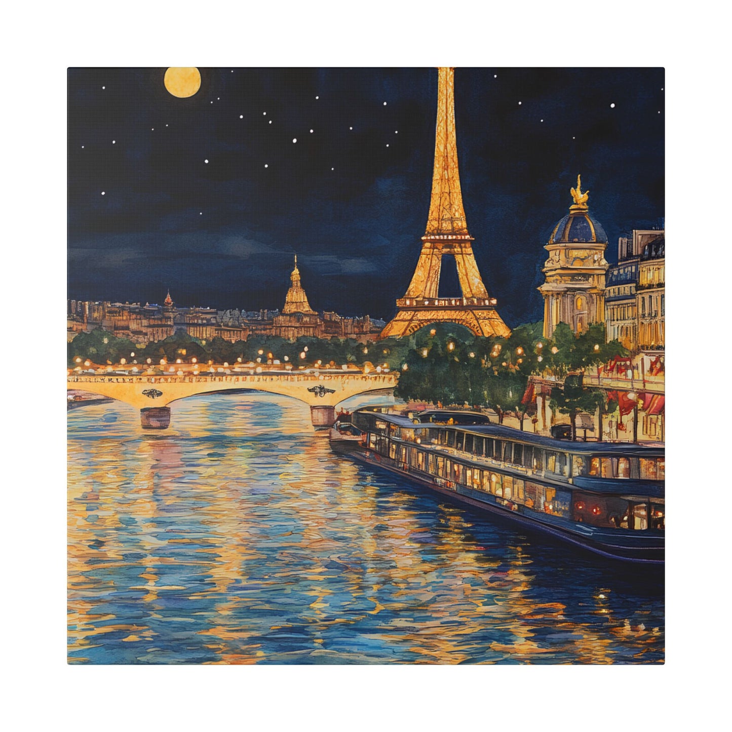 Seine River Cruise at Night Canvas