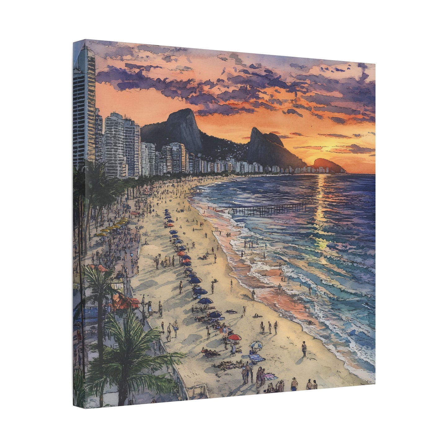 Copacabana Beach at Sunset Canvas