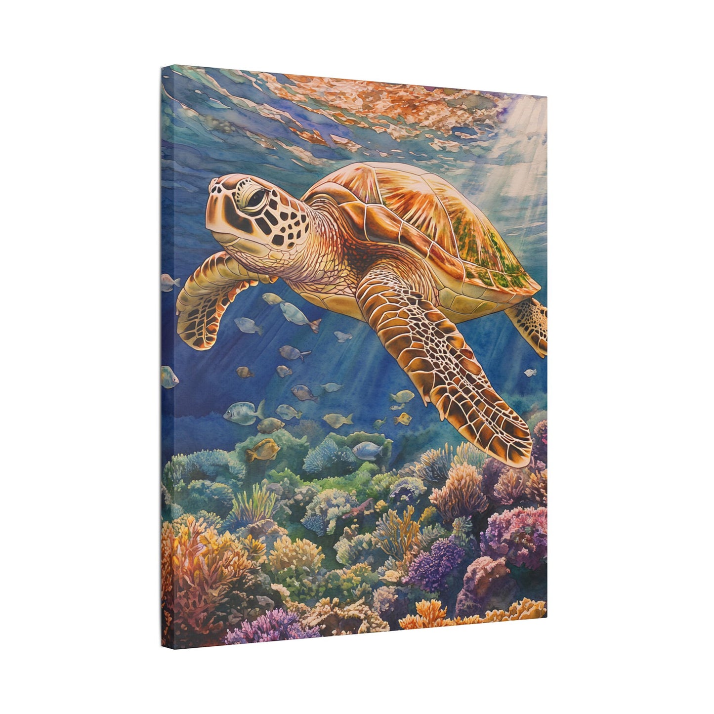 Turtle Gliding Through the Reef Canvas