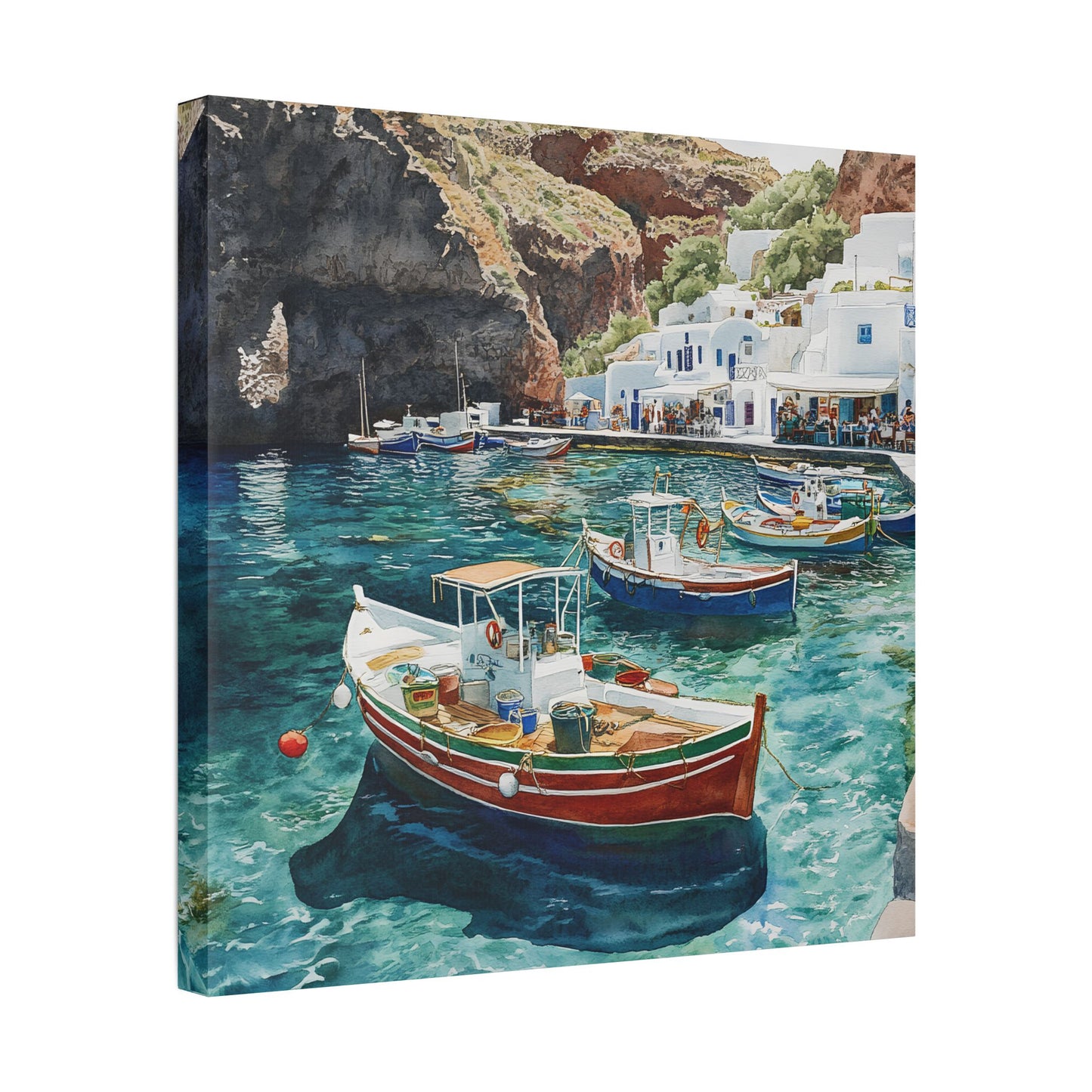 Ammoudi Bay Fishing Boats Canvas