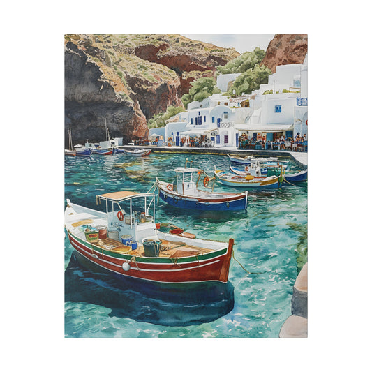 Ammoudi Bay Fishing Boats Canvas