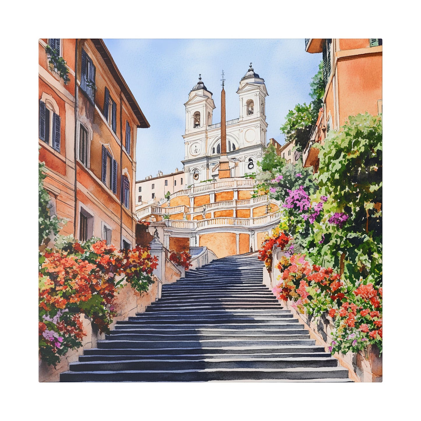 Spanish Steps in Bloom Canvas