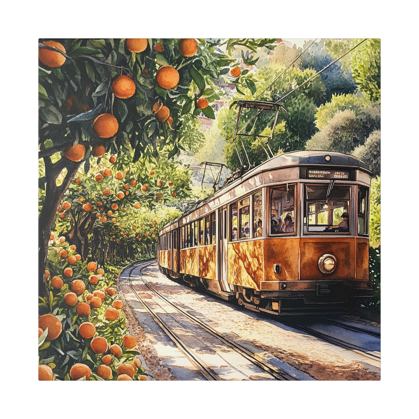 Sóller Tram Through the Orange Groves Canvas