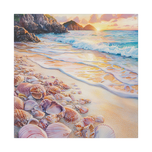 St Barth Shell Beach at Sunset Canvas