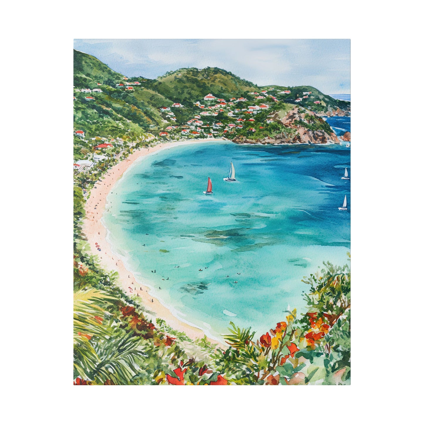 St Barth Colombier Beach Panorama Canvas