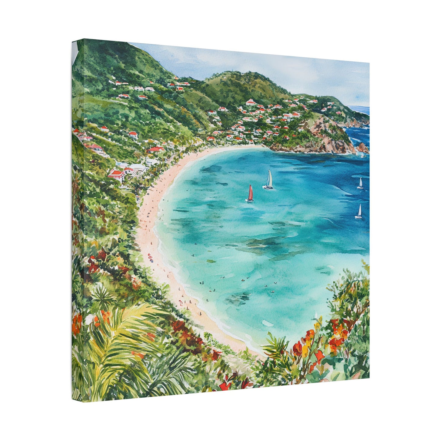 St Barth Colombier Beach Panorama Canvas