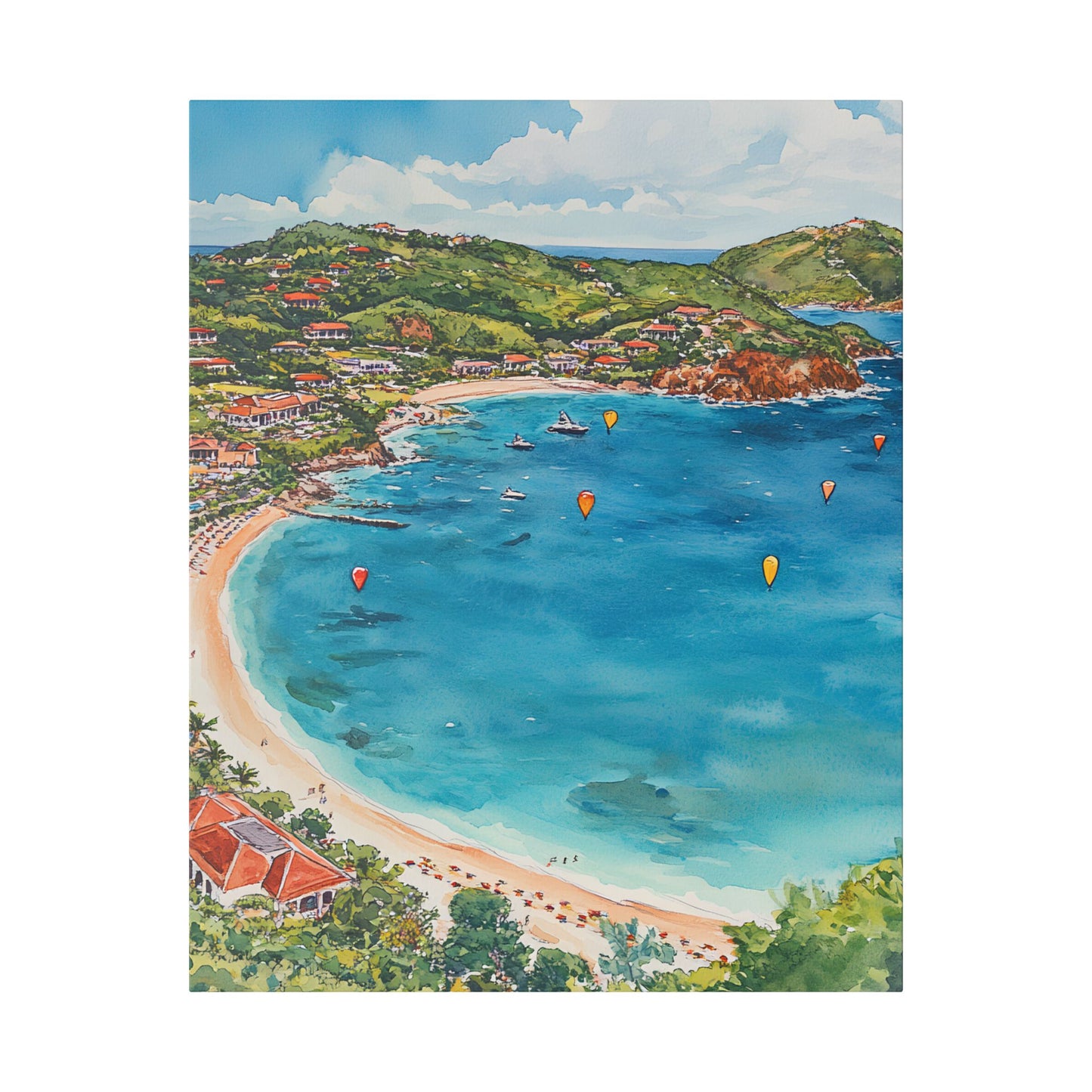 St Barth St. Jean Bay from Above Canvas