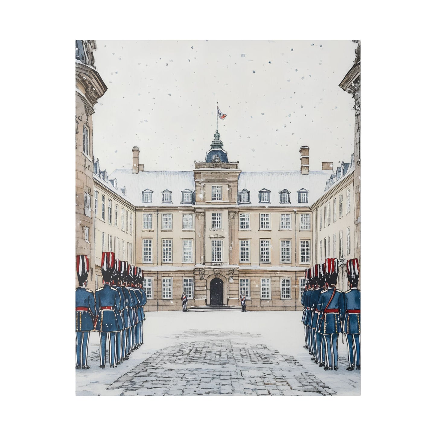 Amalienborg Palace Winter Scene Canvas