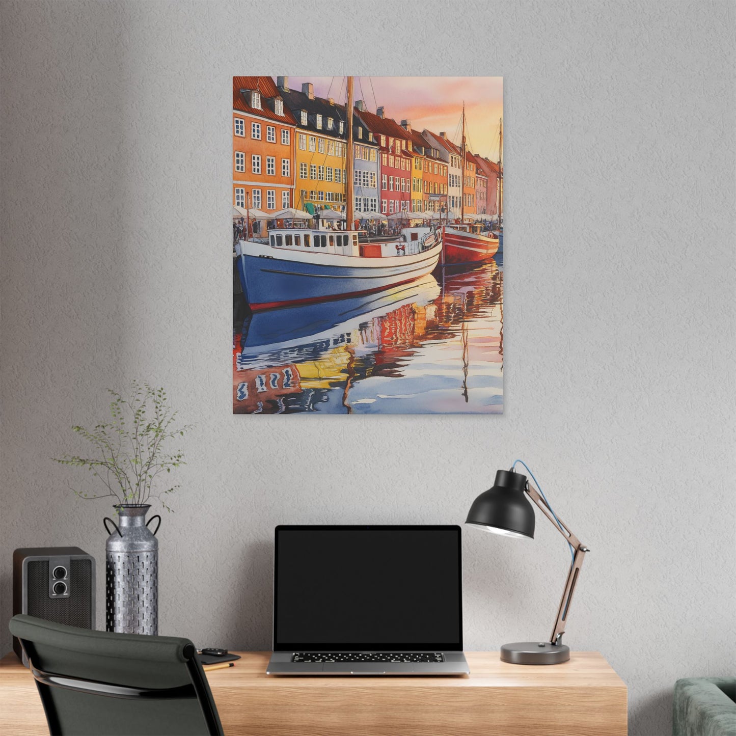 Nyhavn Harbor at Sunset Canvas