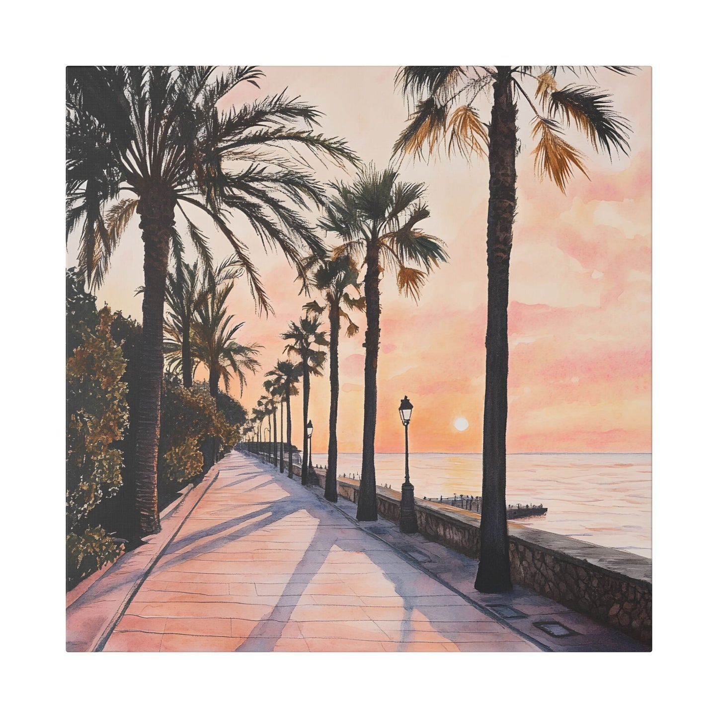 Marbella Promenade at Sunrise Canvas