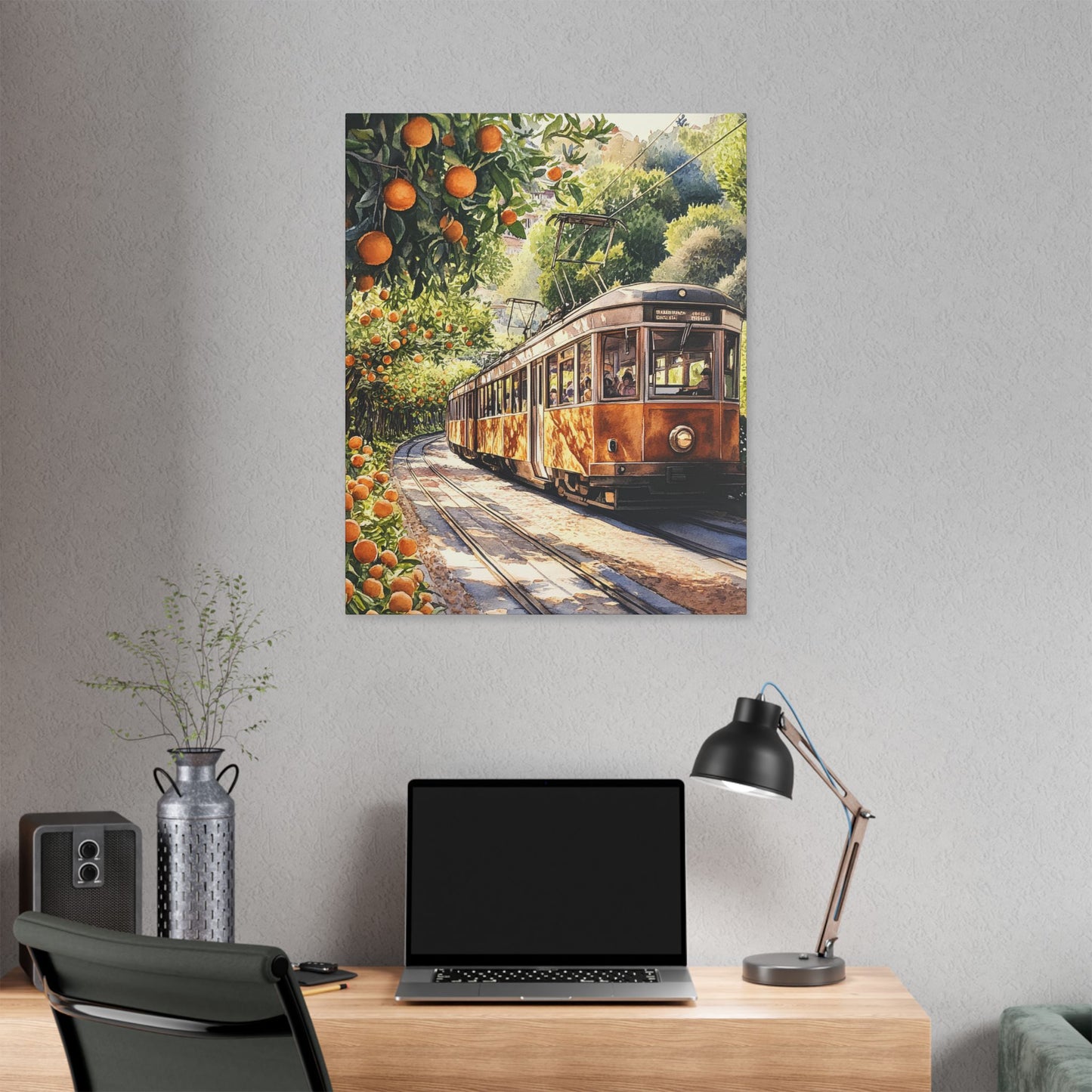 Sóller Tram Through the Orange Groves Canvas