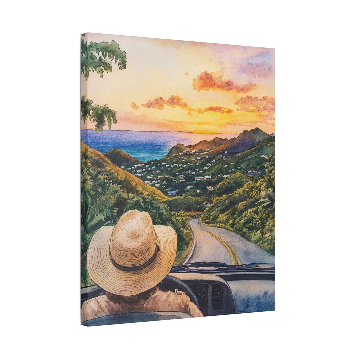 St Barth Island Drive at Sunset Canvas