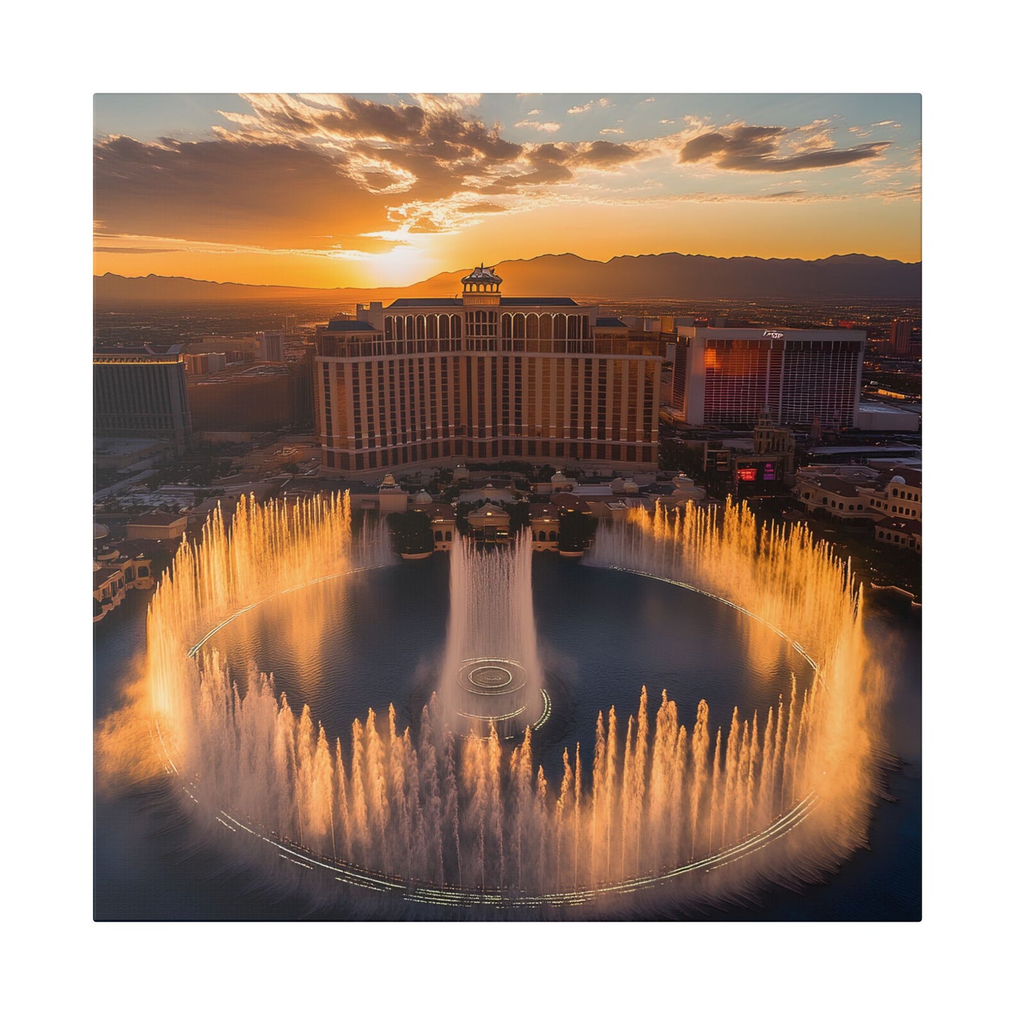 Bellagio Fountains at Sunset Canvas