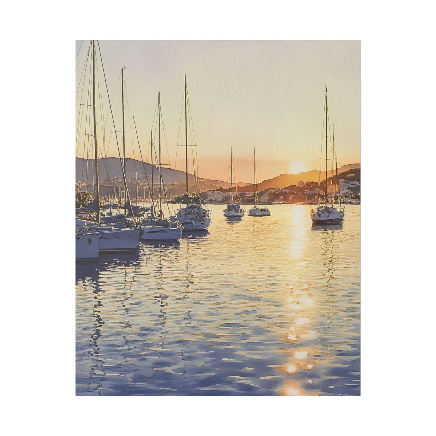 Ibiza Harbour View at Sunrise Canvas