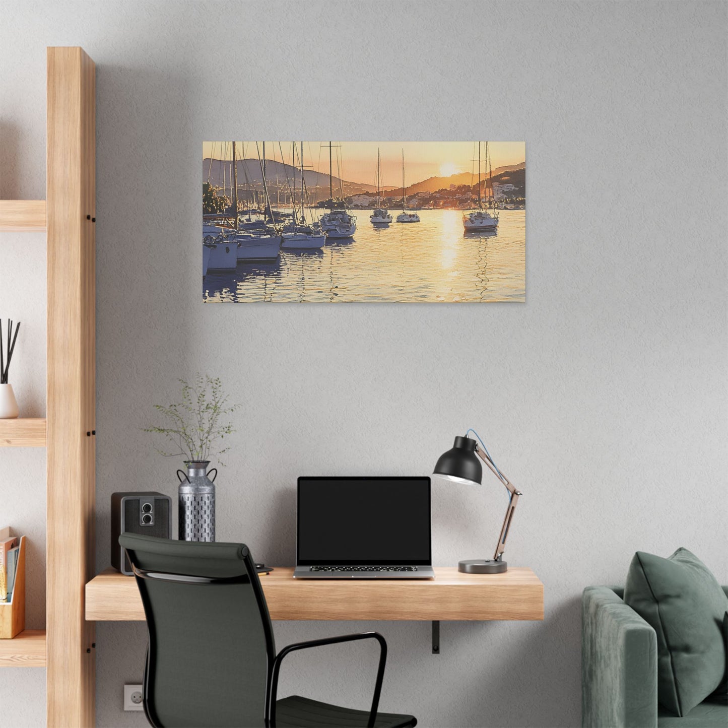 Ibiza Harbour View at Sunrise Canvas