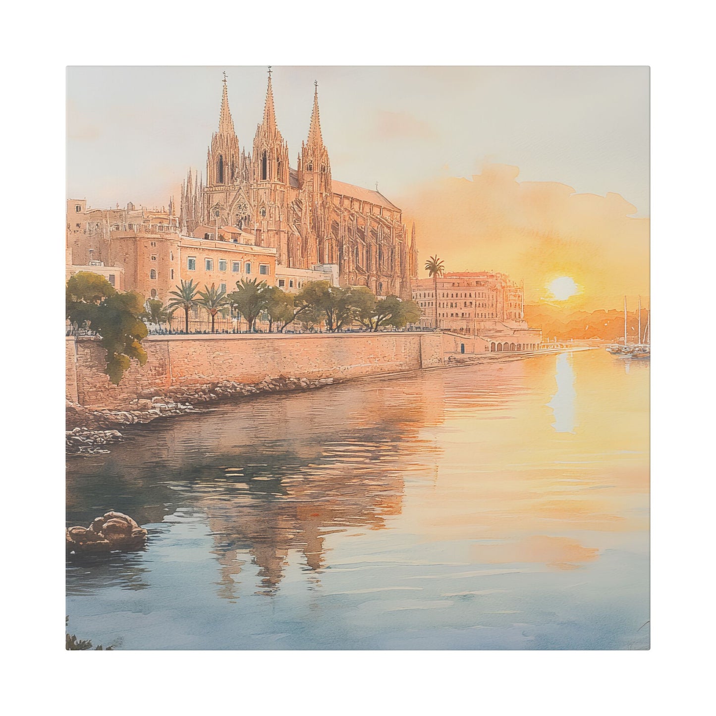 Palma Cathedral at Sunset Canvas