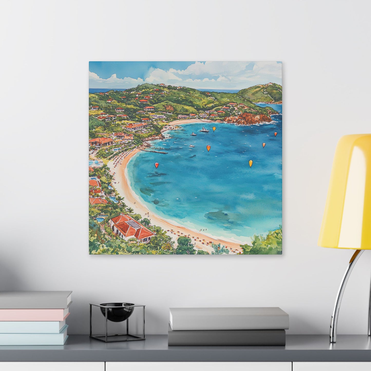 St Barth St. Jean Bay from Above Canvas