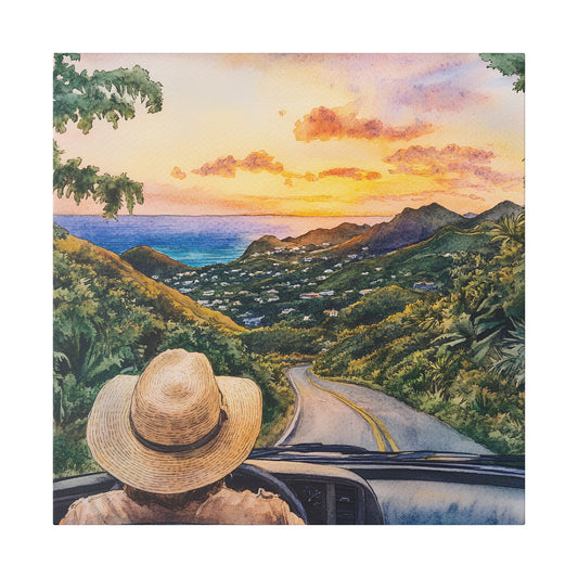 St Barth Island Drive at Sunset Canvas