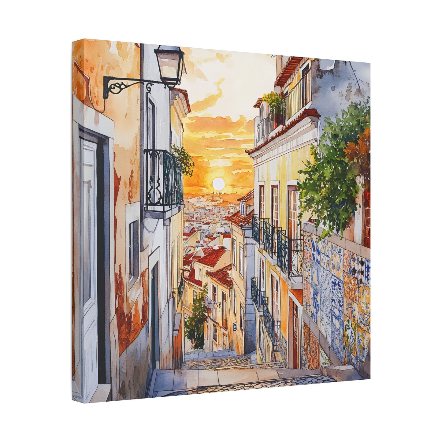 Alfama Streets at Sunrise Canvas