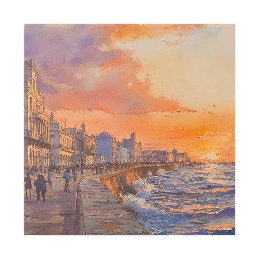 Havana Malecón at Sunset Canvas