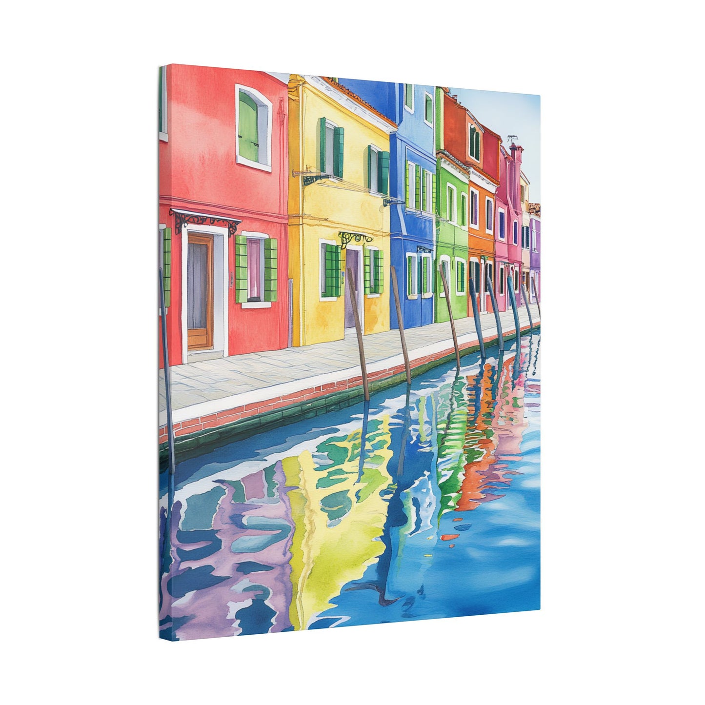 Burano Colorful Houses by the Canal Canvas