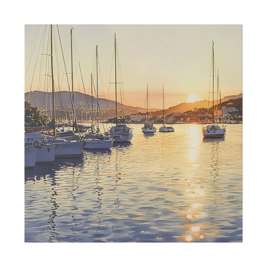 Ibiza Harbour View at Sunrise Canvas