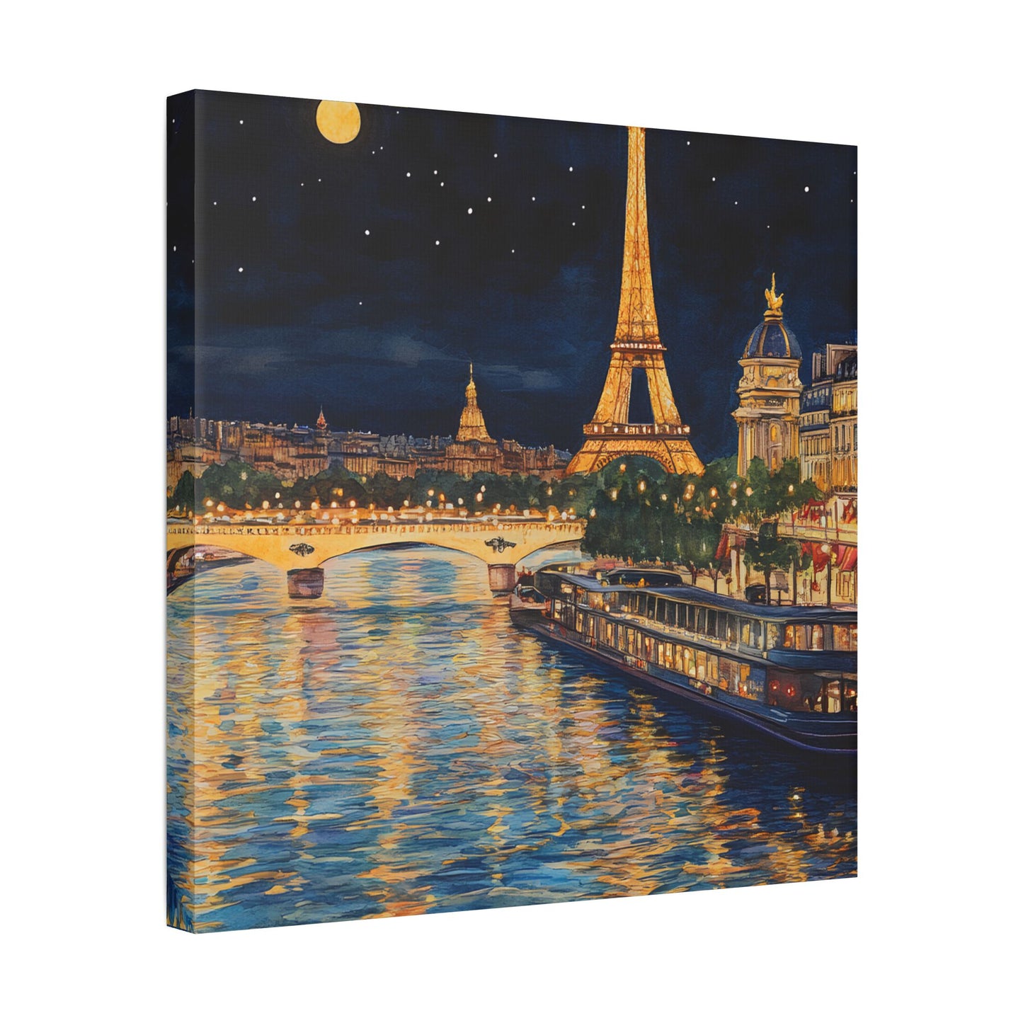 Seine River Cruise at Night Canvas