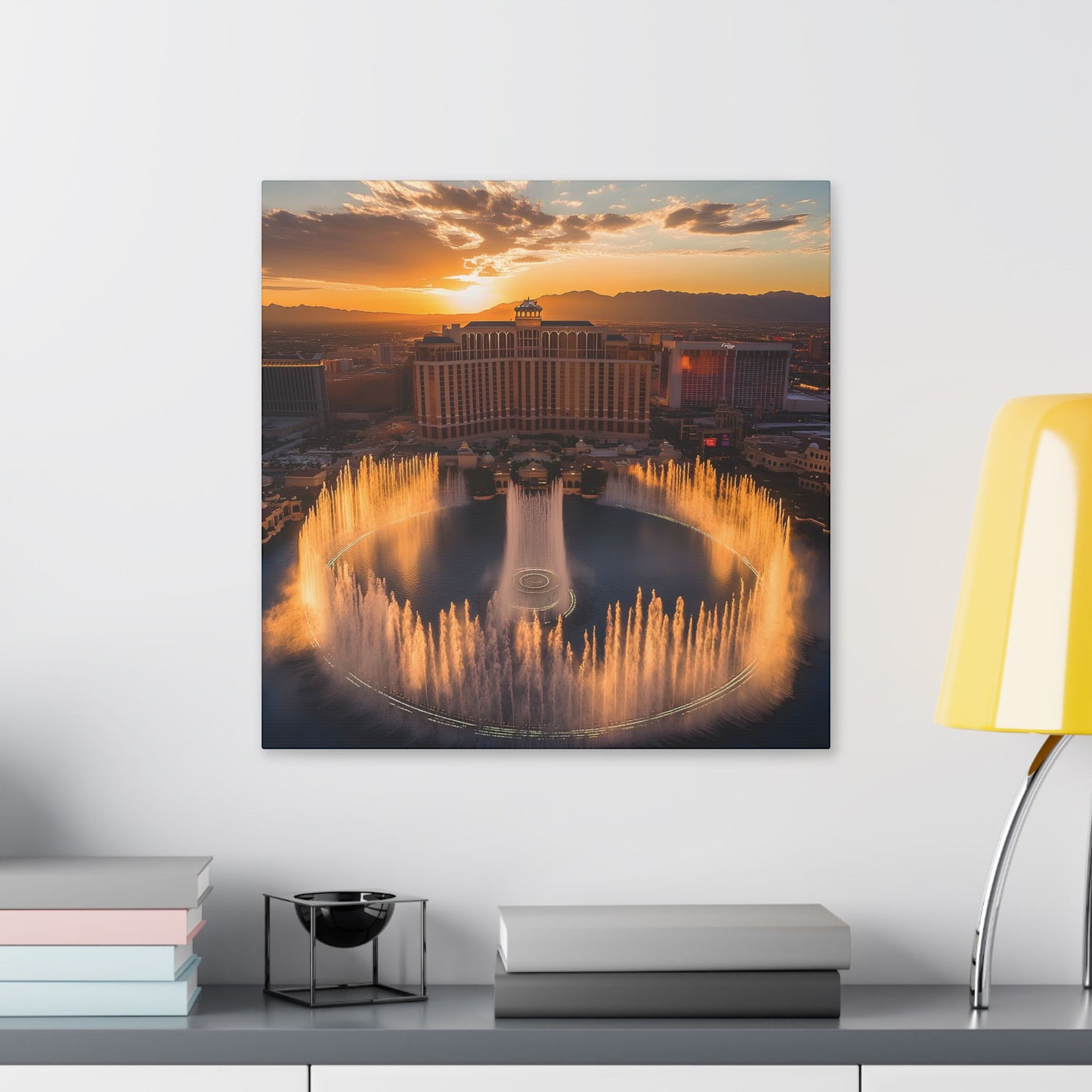 Bellagio Fountains at Sunset Canvas