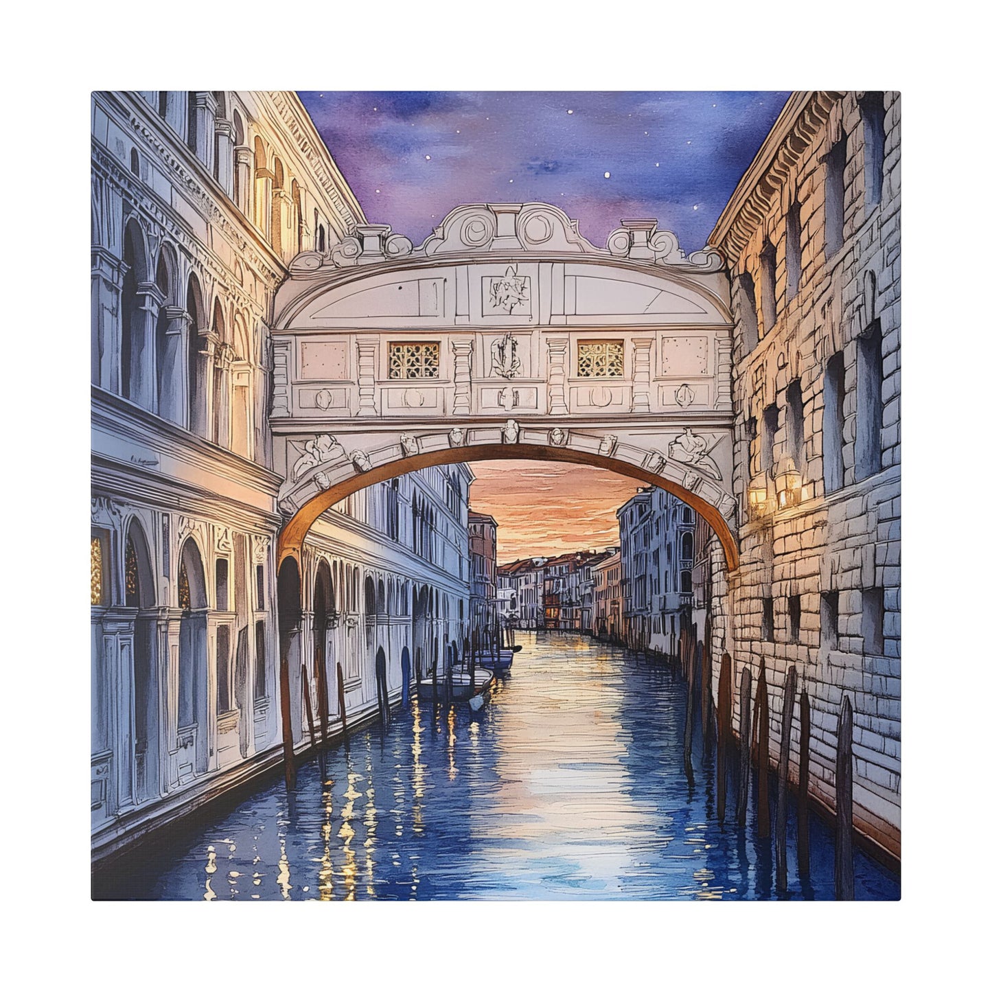 Bridge of Sighs at Twilight Canvas