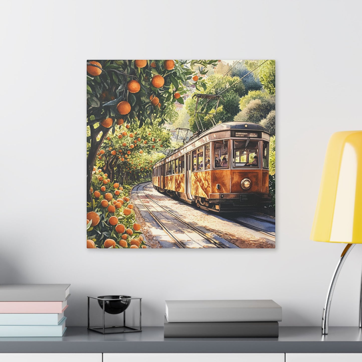 Sóller Tram Through the Orange Groves Canvas