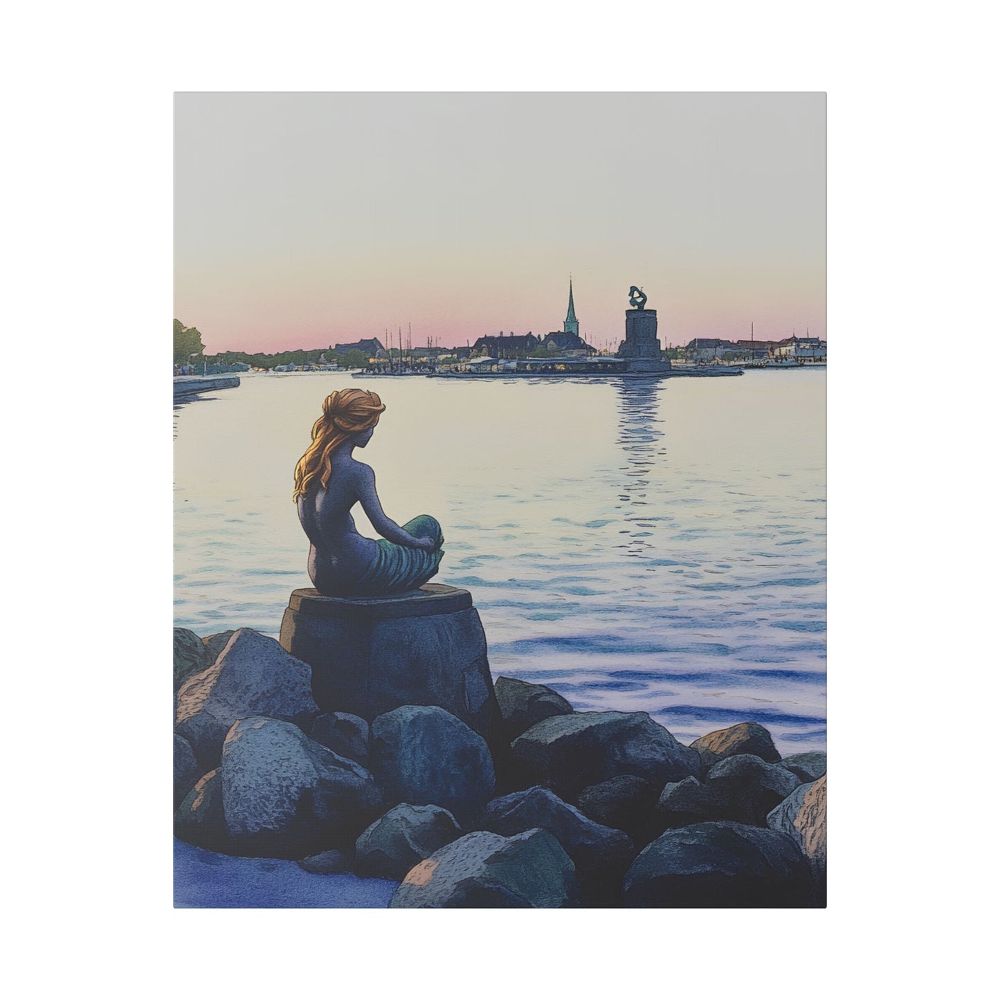 The Little Mermaid at Dawn Canvas