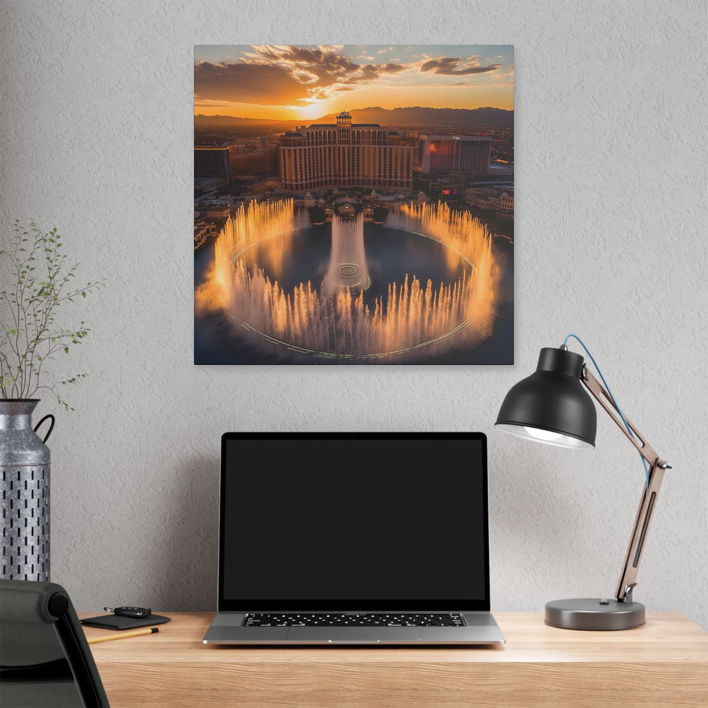 Bellagio Fountains at Sunset Canvas