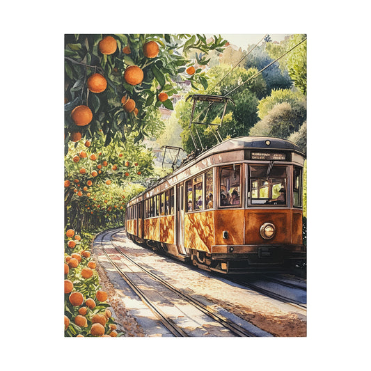 Sóller Tram Through the Orange Groves Canvas