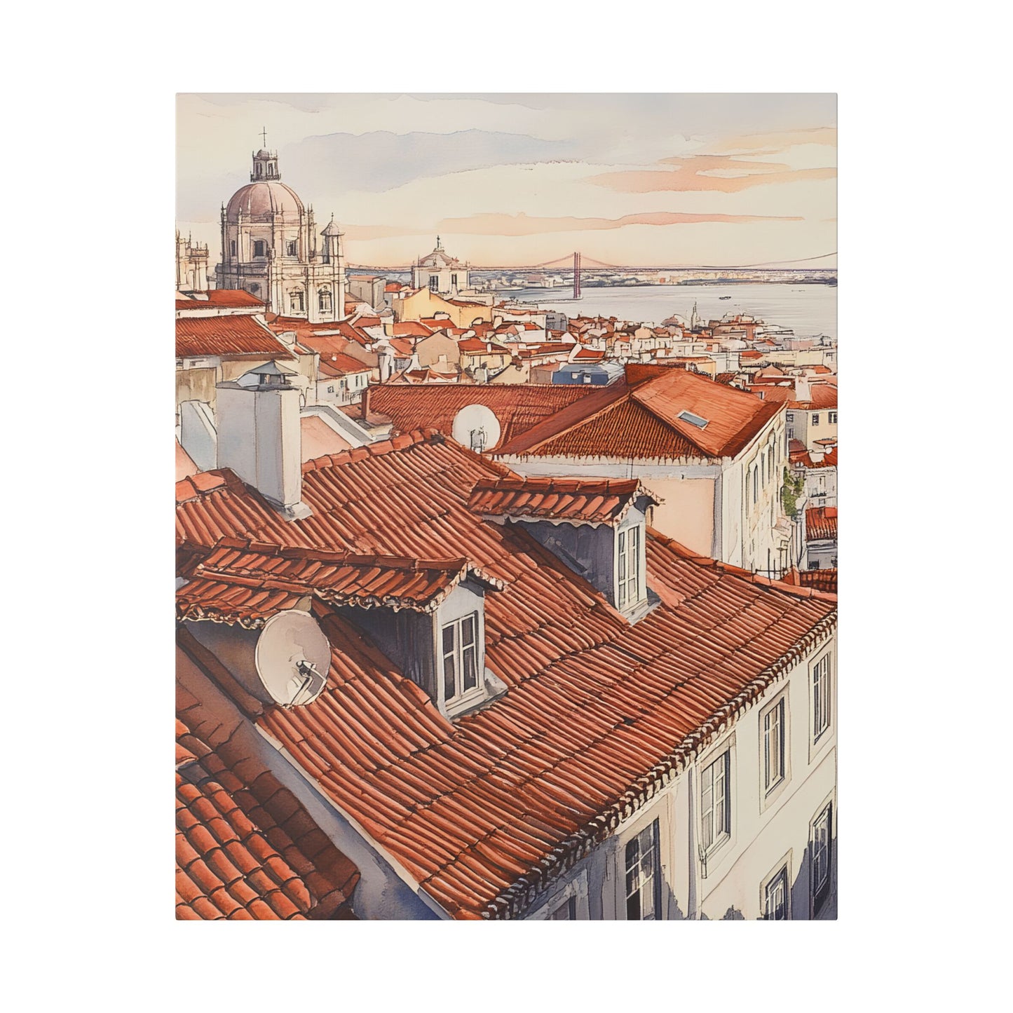 Lisbon Rooftop Panorama Canvas