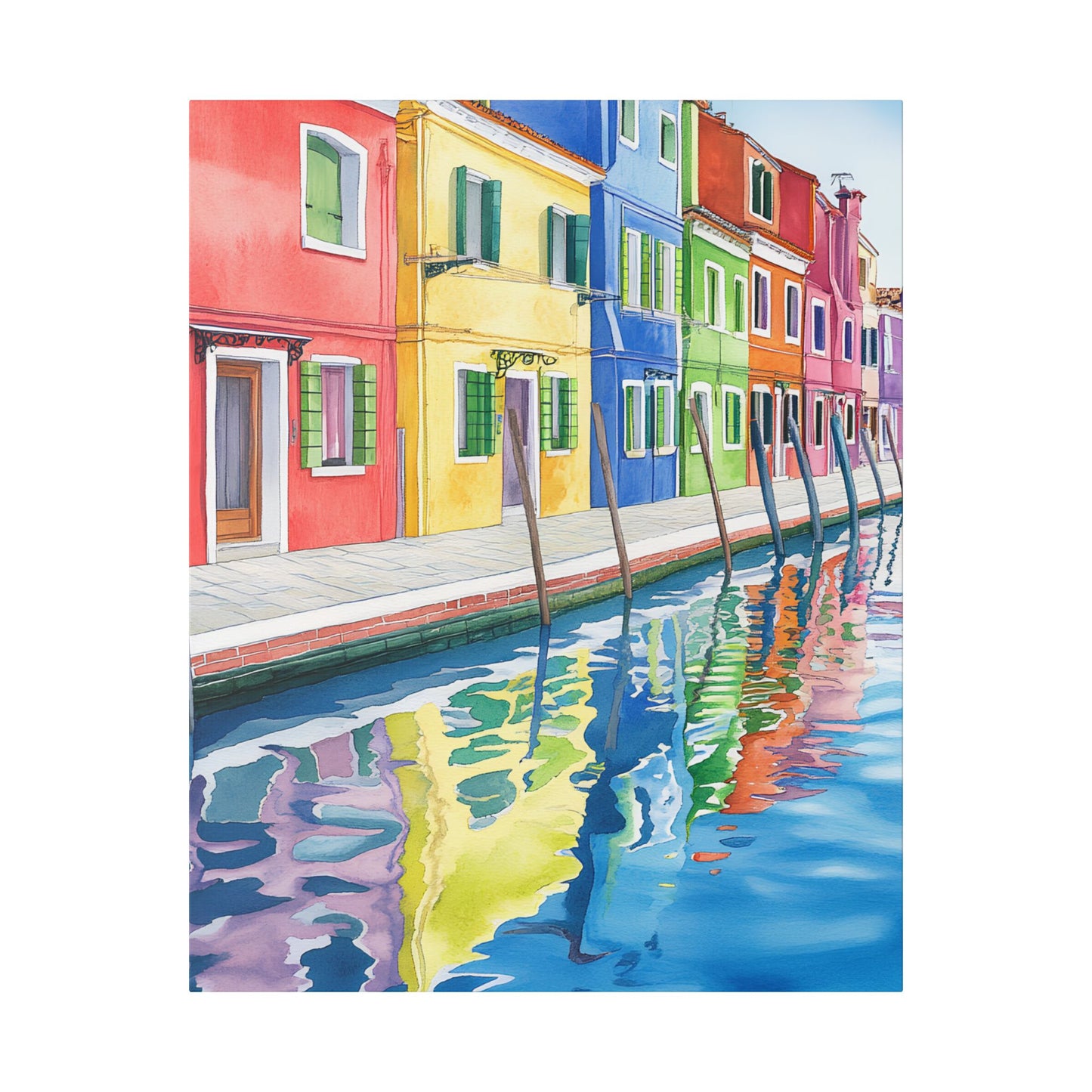 Burano Colorful Houses by the Canal Canvas