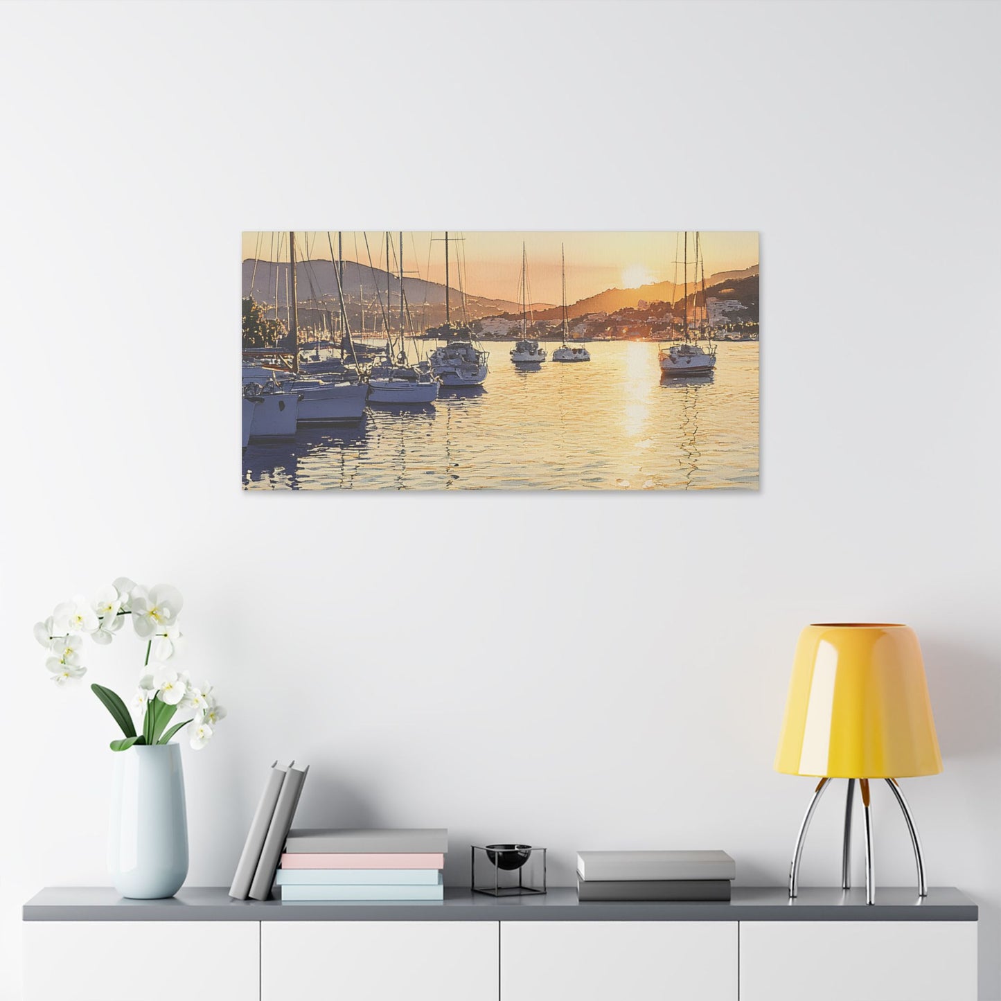 Ibiza Harbour View at Sunrise Canvas