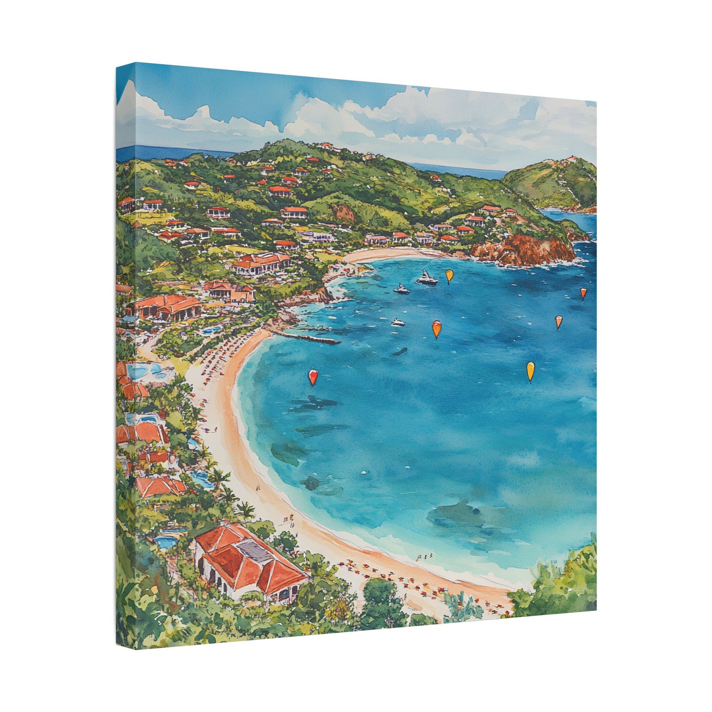 St Barth St. Jean Bay from Above Canvas