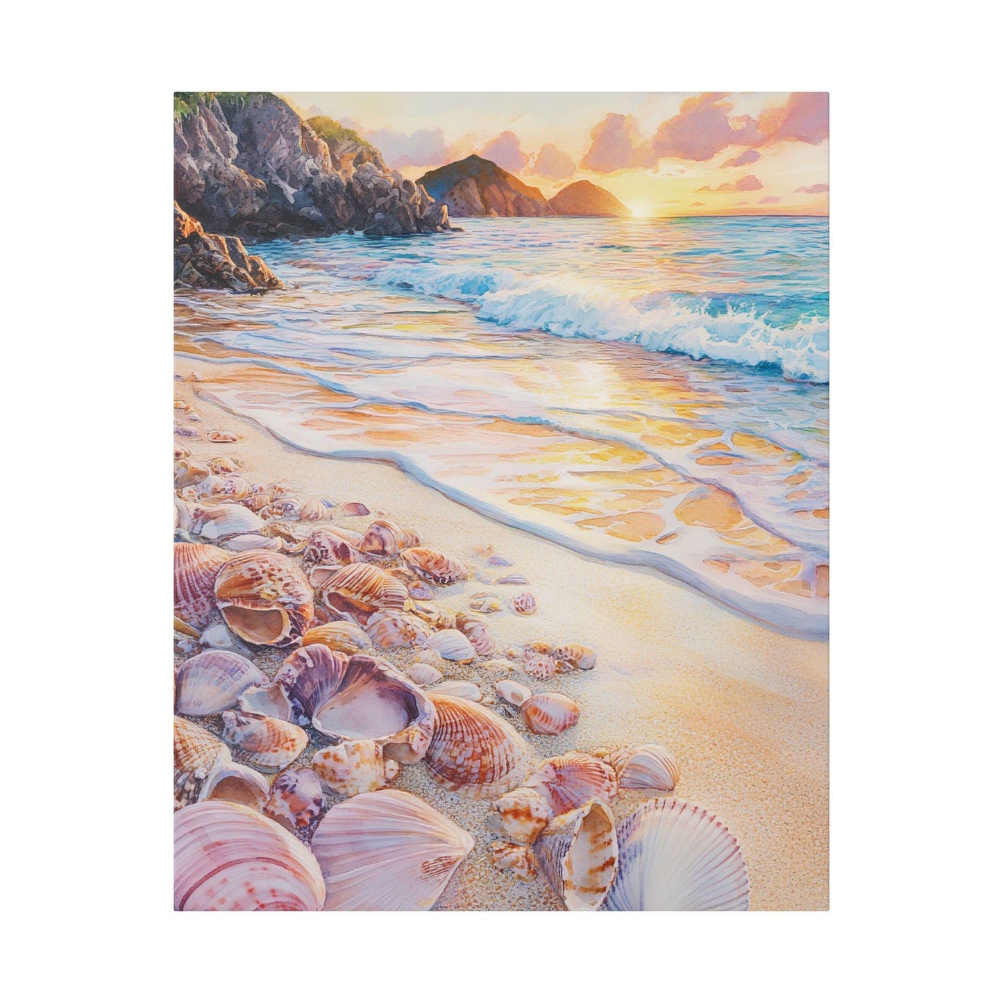 St Barth Shell Beach at Sunset Canvas