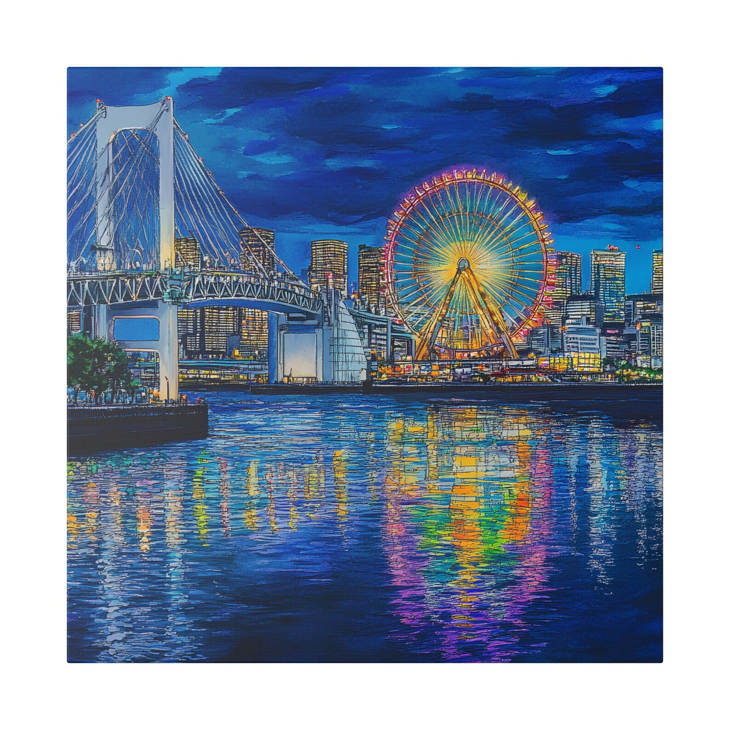 Odaiba Waterfront at Night Canvas