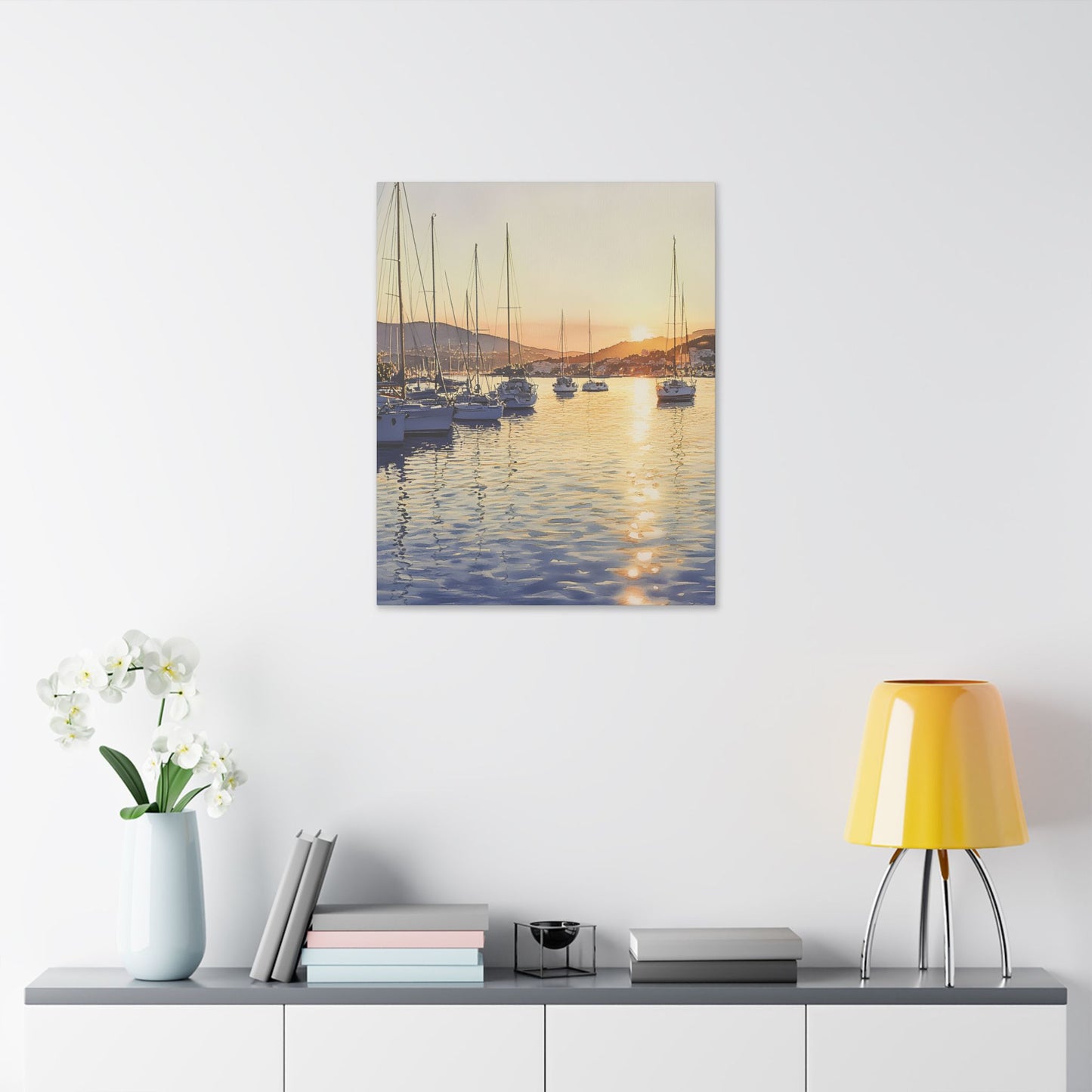 Ibiza Harbour View at Sunrise Canvas